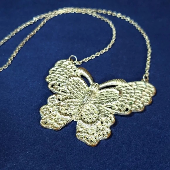 Large Butterfly Statement Filagree Necklace - Picture 6 of 12